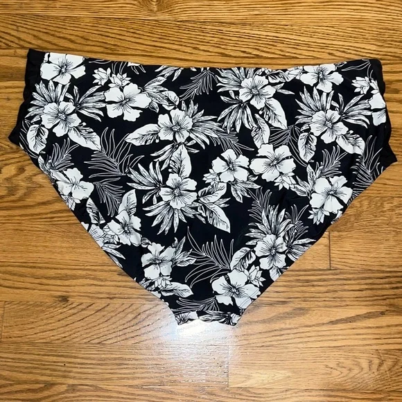 Women's Time And Tru Hawaiian Flora Print High Waist Stretch Bikini Bottoms Plus - Picture 4 of 5